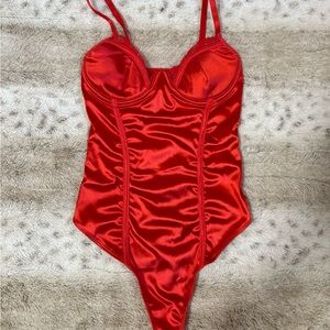 Red Satin Bodysuit
